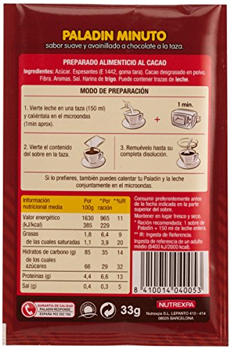 Paladin Chocolate Instante - Paquete de 30 x 33 gr - Total: 990 gr