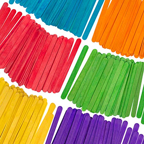 Palitos de piruleta de colores, 300 palos de madera de abedul para manualidades, 6 colores, etiquetas de plantas