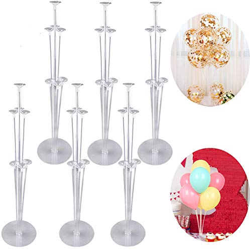 Palos para Globos con Base,Juego de Soporte Palos de Globos,Soporte de Globos Suelo,Globos Palos,Soporte de Globos Fiestas,Árbol de Globos（6pcs）