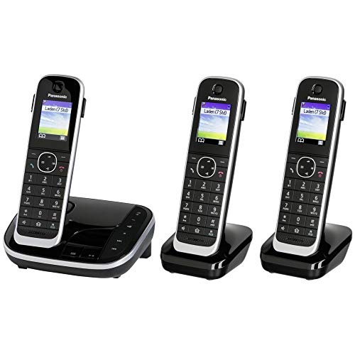 Panasonic KX-TGJ323 - Teléfono (Teléfono DECT, Altavoz, 250 entradas, Identificador de Llamadas, Servicios de Mensajes Cortos (SMS), Negro) [versión importada]