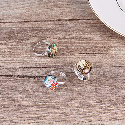 PandaHall 50pcs Base Anillos Ajustable Base Componentes Joyas Anillo