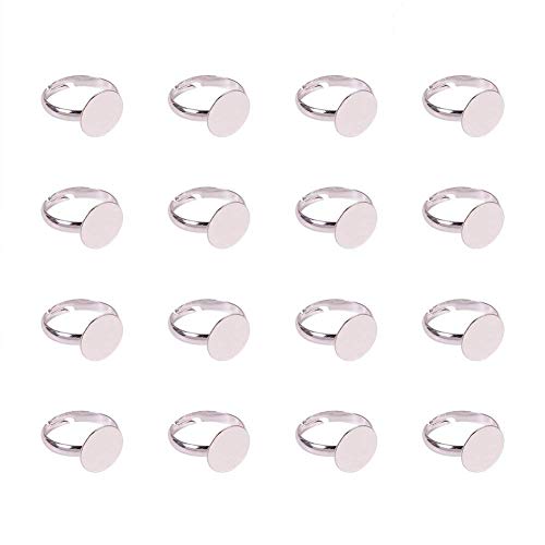 PandaHall 50pcs Base Anillos Ajustable Base Componentes Joyas Anillo