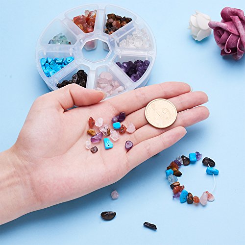 PandaHall Elite 1 Caja Circa 800 Pcs Abalorios de Piedras Preciosas Chip Cuentas de Piedra para Fabricacion de Pulsera Collar Pendientes Colgantes bisuteria Manualidades Artesanía