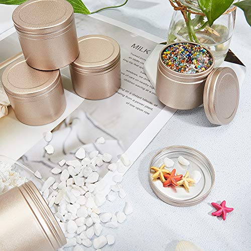 PandaHall Elite 24 Unidades de recipientes de Lata Redondos de 1 oz con Tapa deslizable de Aluminio con Parte Superior Profunda, latas de Metal Dorado Esmerilado para almacenar cosméticos