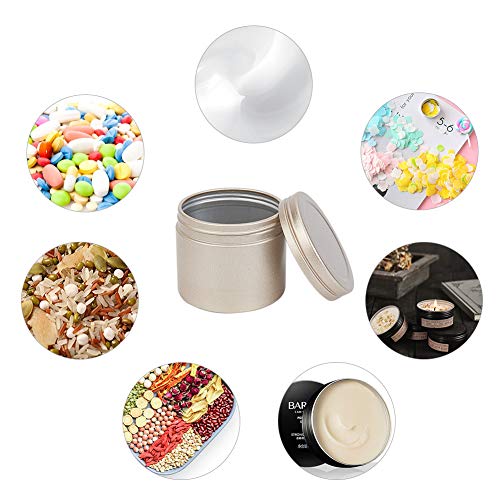 PandaHall Elite 24 Unidades de recipientes de Lata Redondos de 1 oz con Tapa deslizable de Aluminio con Parte Superior Profunda, latas de Metal Dorado Esmerilado para almacenar cosméticos