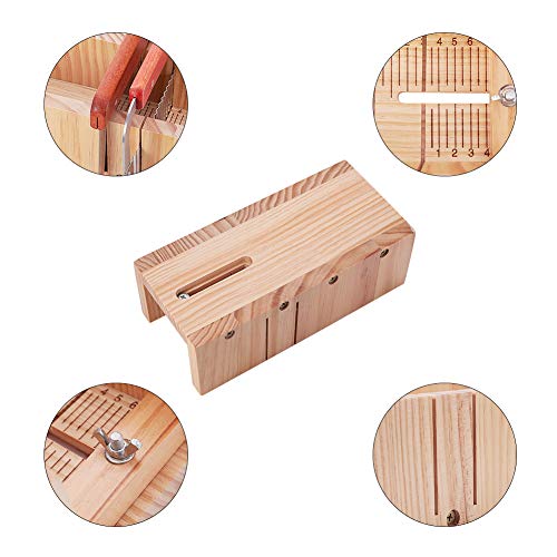 PandaHall - Molde de madera ajustable para cortador de jabón con cuchilla ondulada y recta, madera acero inoxidable, 8,5 cm