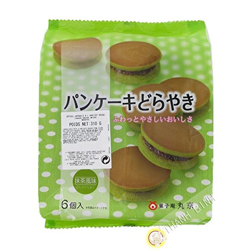 Panqueque de matcha té verde y de frijol rojo Dorayaki Matcha 6pcs MARUKYOU 310g de Japón - Pack de 2 uds