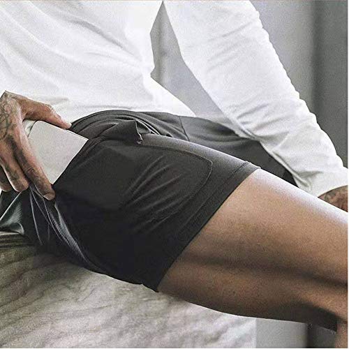 Pantalón Corto para Hombre,Pantalones Cortos Deportivos para Correr 2 en 1 con Compresión Interna y Bolsillo para Hombres (XXXL)