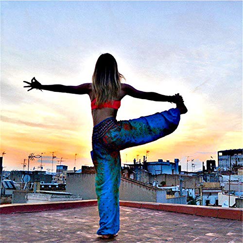 Pantalones de Entrenamiento Mujer Leggings de Yoga Los pantalones de yoga tailandés Hippie Pantalones de verano de Bohemia de las mujeres elásticos de la danza suave casual ligero de Boho Harem One Si