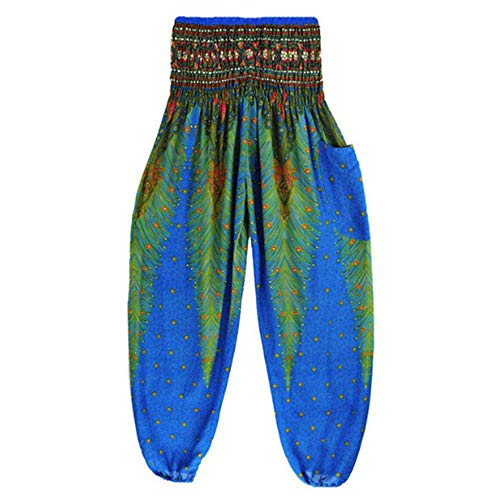 Pantalones de Entrenamiento Mujer Leggings de Yoga Los pantalones de yoga tailandés Hippie Pantalones de verano de Bohemia de las mujeres elásticos de la danza suave casual ligero de Boho Harem One Si