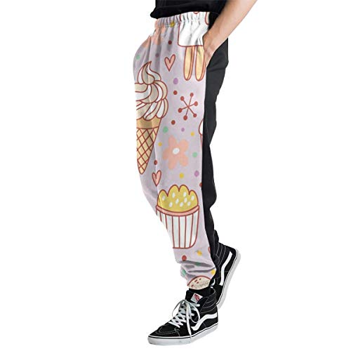 Pantalones Deportivos para Hombre Cookies Lollipop Cupcakes Candy Ice Cream Pantalones Casuales Pantalones Deportivos cómodos para Correr 3XL