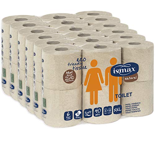 Papel Higiénico Baño Rollo Wc Pack 36 unidades 158 gr/uni 6 Paquetes Eco Reciclado - Rollos Water 2 Capas 320 Servicios Ecologico Natural XXL