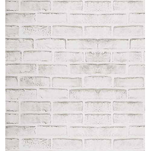 Papel Pintado de Ladrillo Gris Rústico Blanco Papel de Contacto Rústico Autoadhesivo Gris Decoración Del Hogar Pelar y Pegar Pegatinas de Puerta de Panel de Pared Contra Salpicaduras 44 * 500cm