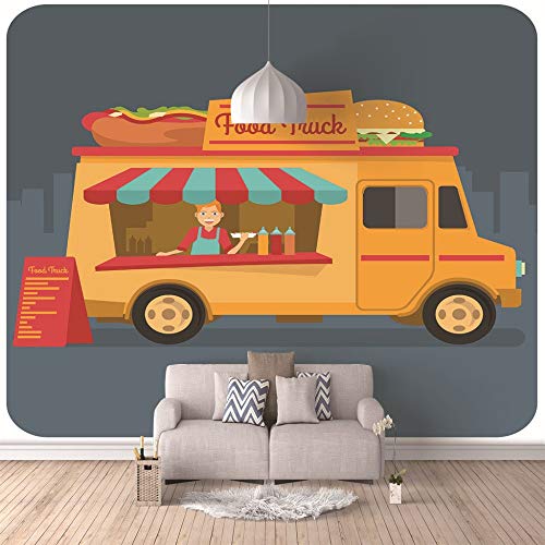 Papel Tapiz Autoadhesivo Óleo Murales Mural De La Pared 3D Foto Moderno Arte Imprimir Food Truck Home Decoration,300Cm(W) X210Cm(H)-6 Rayas