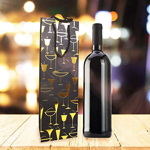 Paquete de 15 bolsas para vino premium, elegantes y elegantes bolsas para botellas de vino, papel resistente de con asas de cuerda resistentes