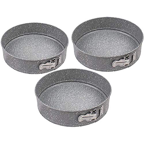 Paquete de 3 moldes redondos para pasteles, juego de moldes de acero con alto contenido de carbono, resistente, antiadherente, diseño a presión, fácil de limpiar, para ollas de horno, olla a presión