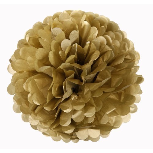 Paquete de 3 pompones dorados grandes de 38 cm para colgar y decorar