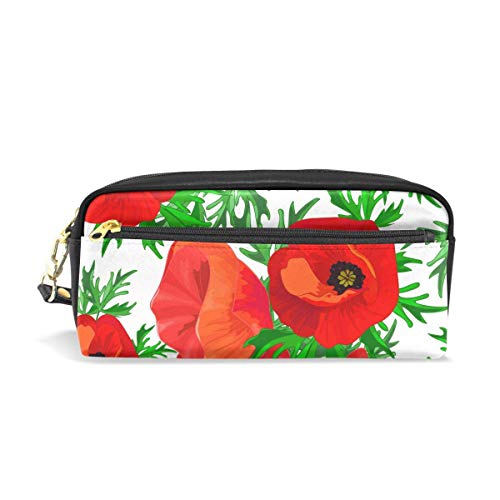 para Estudiante Chica Niño Niños Bolsa de maquillaje cosmético Cremallera Flor Hojas de amapola Bolígrafo Papelería Bolsa Bolsa Monedero Novedad Estuche de lápices