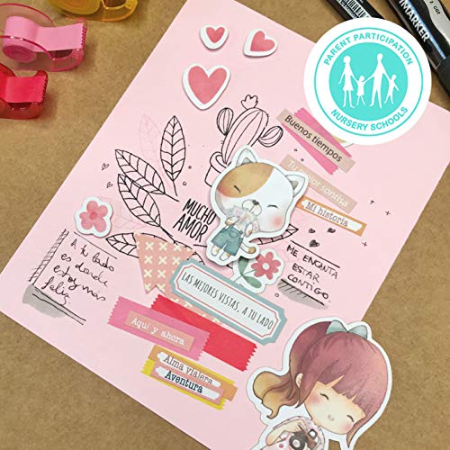 PARAES Die Cuts Scrapbooking - 73 piezas - Ephemera Scrapbook Colección CHIBI - figuras recortadas - Scrapbooking Materiales