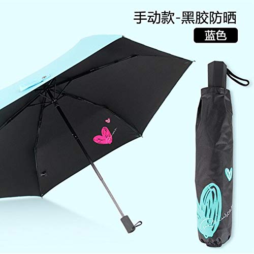 Paraguas Negro de Doble Capa para niña Al Aire Libre 3 Pliegues Flor Soleado y lluvioso Paraguas Parasol NiñosRain Gear - O