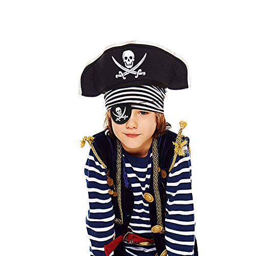 Parche de Ojo de Pirata de Fieltro Parche de Un Ojo de Capitán de Cráneo para Fiesta Temática de Pirata Halloween Navidad (12 Piezas)