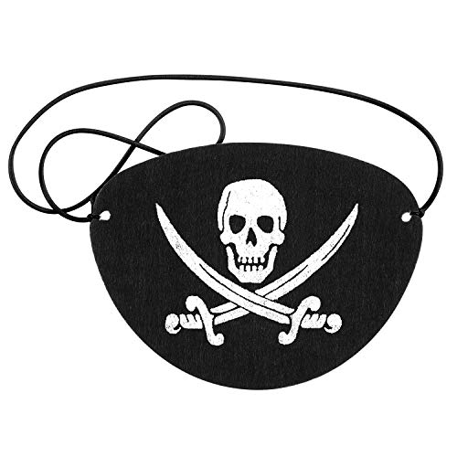 Parche de Ojo de Pirata de Fieltro Parche de Un Ojo de Capitán de Cráneo para Fiesta Temática de Pirata Halloween Navidad (48 Piezas)