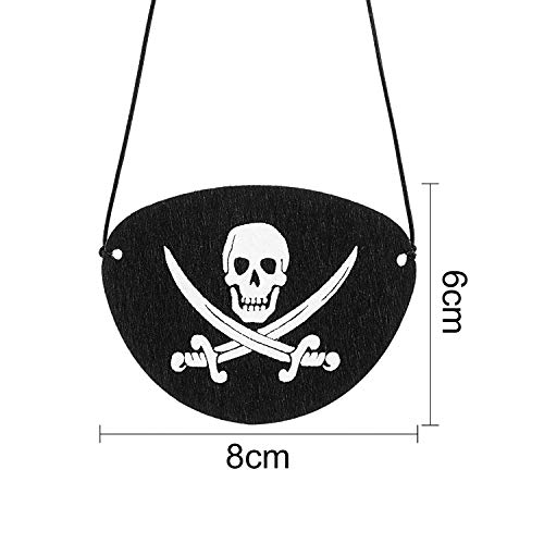 Parche de Ojo de Pirata de Fieltro Parche de Un Ojo de Capitán de Cráneo para Fiesta Temática de Pirata Halloween Navidad (48 Piezas)