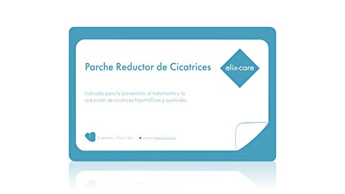 Parche Reductor de Cicatrices elix·care-Ácido Hialurónico-2 apósitos cicatrizantes-20 x10 cm- Tratamiento para Cicatrices y Queloides-Cesáreas, niños, cirugías estéticas-Parche recortable en tiritas