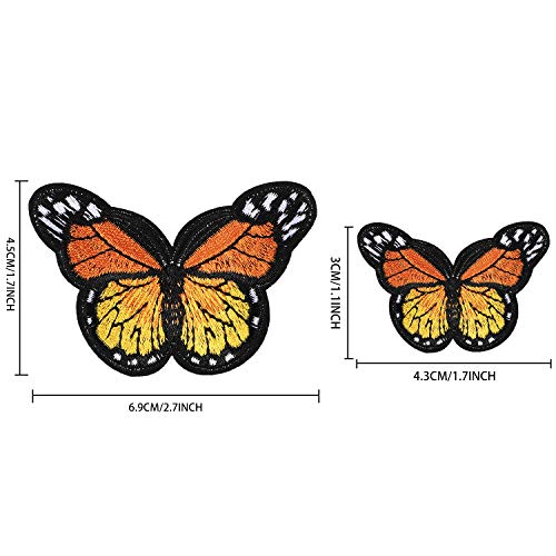 Parche Termoadhesivo de Mariposa Parche de Bordado Apliques para Manualidades Decoración Camiseta Chaqueta Zapatos Bolsa Parche de Reparación(Grande+Pequeño, 36 Piezas)