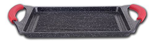 Parrilla para Hacer a la Plancha, con Revestimiento de Piedra, Negro, 46 x 28 x 7 cm, de Euronovità, EN-22141