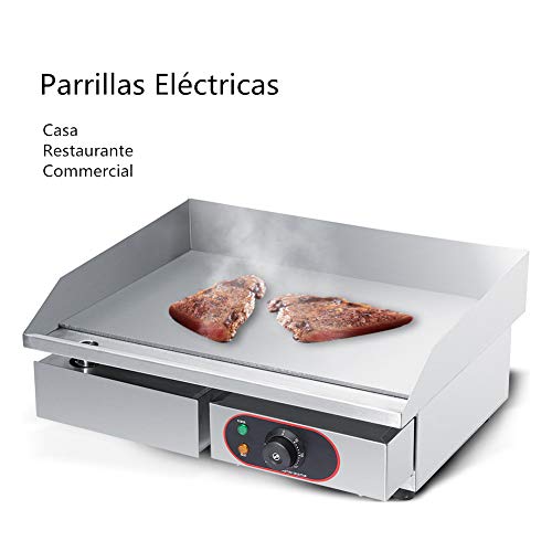 Parrillas eléctricas Barbacoa, 3000W 220-240V Acero inoxidable Parrilla Grande Encimera Placa calentadora BBQ Plancha de plancha con cajón de aceite extraíble Para Commercial Casa y restaurante