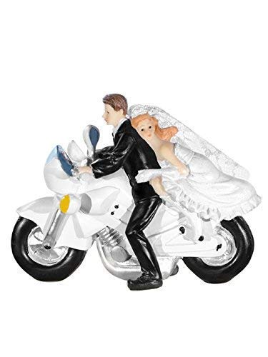 PartyDeco - Decoración de novios en moto, acrílico, blanco y negro