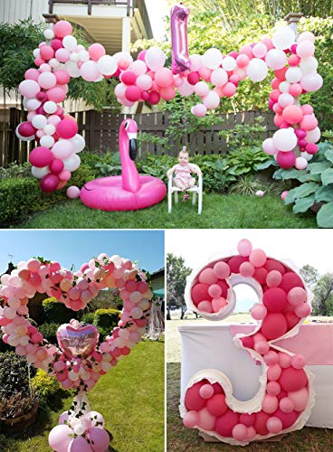 PartyWoo Globos Rosados 100 pz 12 Inch Globos Fucsia Rosa Globos de Latex Rosa Globos Rosa Pálido Globos Rosas Cálido Globos Blancos para Fiesta de Barbie, Artículos para Fiesta Minnie