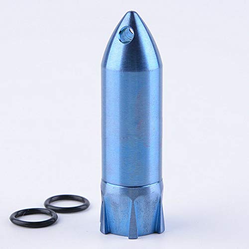 Pastillero impermeable de aleación de titanio con cadena de 80 cm llavero de emergencia al aire libre botella medicina azul y colorido