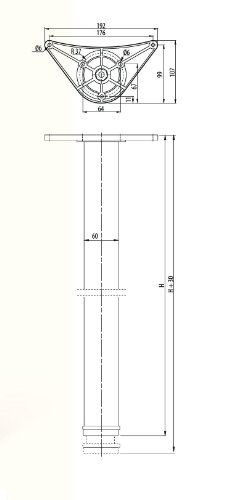 Patas ajustables de apoyo para mesas, barras, encimeras, plateado, 820 mm