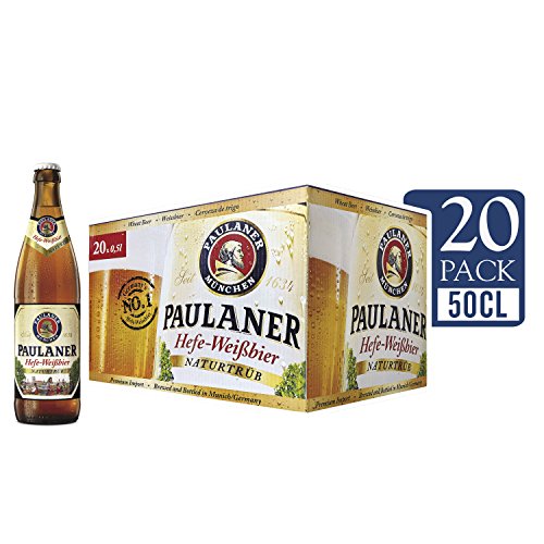 Paulaner Hefe Weissbier Cerveza - Caja de 20 Botellas x 500 ml - Total: 10 L