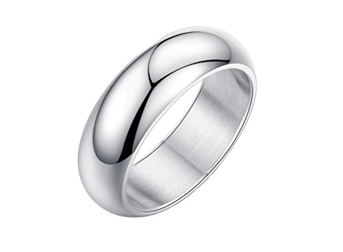 PAURO Joyería Para Hombre Acero Inoxidable Pulido Acabado Anillos, Plata, Tamaño 27