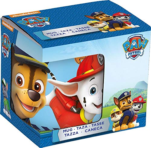 Paw Patrol Taza Ceramica 325ml en Caja de Regalo Patrulla Canina 'Boy Icons' (76726), No Aplica, Negro