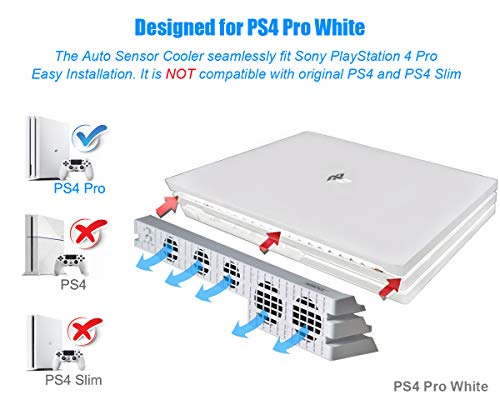 PeakLead PS4 Pro Ventilador de refrigeración el Color Blanco Glacial White Turbo refrigerador Control De La Temperatura del Súper USB Cooling Fan Cooler para Sony Playstation 4 Pro