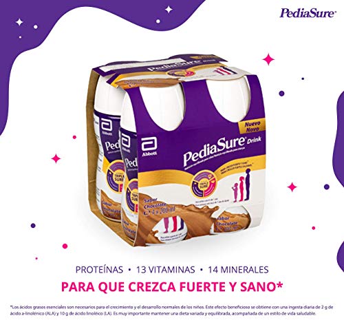 PediaSure drink – Batido para Niños, Sabor Chocolate, con Proteínas, Vitaminas y Minerales - Pack 4 botellas x 200ml