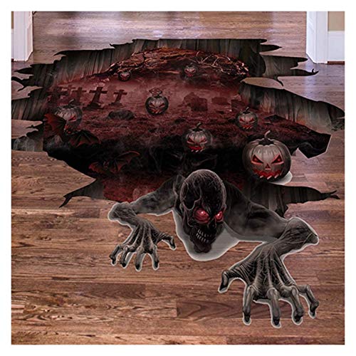 Pegatina de Halloween planta de calabaza esqueleto ventana 3D o el horror de la pared 4pcs apoyos de la etiqueta engomada de la pared de horror de Halloween * 35 * 50cm (estilo 1), color: Estilo 1