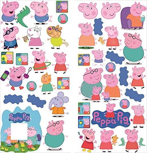 Pegatinas de pared de Peppa Pig para salas de juegos niños y niñas Pegatinas 70cm x 35cm x 2 hojas