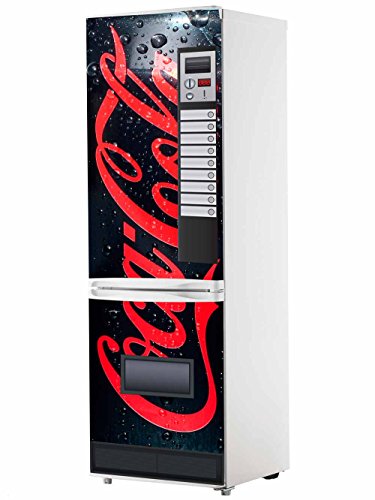 Pegatinas Vinilo para Frigorifico Máquina expendedora Cocacola Negra | Varias Medidas 200x60cm | Adhesivo Resistente y de Fácil Aplicación | Pegatina Adhesiva Decorativa de Diseño Elegante