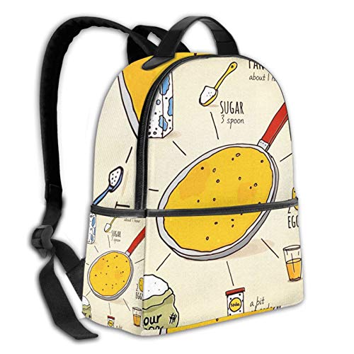 PEIGJH Mochilas Escolares Bolsa Daypack Mochila Tipo Casual para Niños Niñas para Portátiles Netbooks Receta de panqueques rusos Todos los Ingredientes