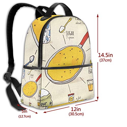 PEIGJH Mochilas Escolares Bolsa Daypack Mochila Tipo Casual para Niños Niñas para Portátiles Netbooks Receta de panqueques rusos Todos los Ingredientes