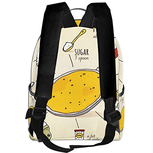 PEIGJH Mochilas Escolares Bolsa Daypack Mochila Tipo Casual para Niños Niñas para Portátiles Netbooks Receta de panqueques rusos Todos los Ingredientes