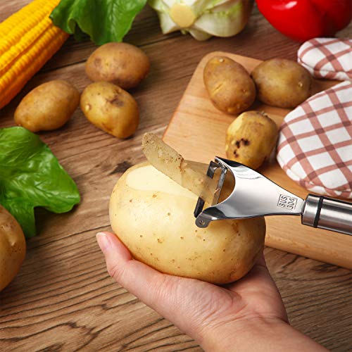 Pelador de Patatas Pelador en Forma de Y Pelador Giratorio de Acero Inoxidable Peladoras Multifuncionales de Verduras y Frutas Herramientas Buenas de Cocina para Diestros y Zurdos