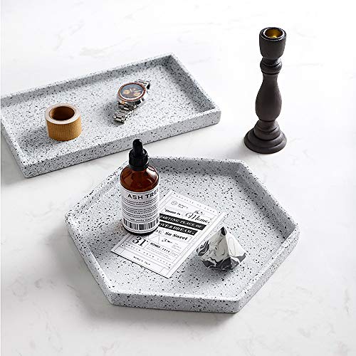 Pendientes De Baratija Bandeja Decorativa De Joyería/ Bandeja Hexagonal De Cerámico/ Plato De Mármol/ Caja De Almacenamiento De Cosméticos/ Plato De Postre De Sushi/Decoración Del Hogar 10.5inch/27cm