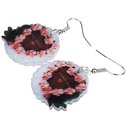 Pendientes De Clip Aros  Los Pendientes De Acrílico De La Torta del Chocolate De Rose del Día De San Valentín Caen Cuelgan La Joyería para