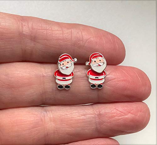 Pendientes de plata de ley con diseño 3D de Papá Noel